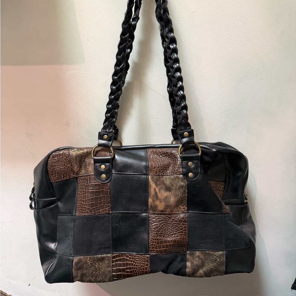 Bueno Mixed Media Patchwork Tote - image 1
